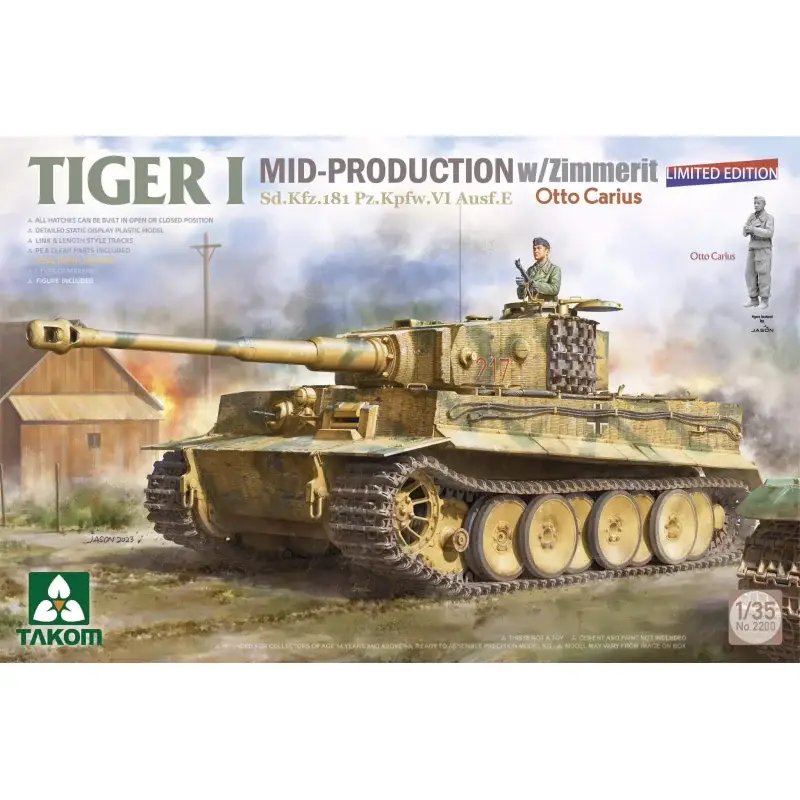 Tiger I Mid-Production w/Zimmerit Sd.Kfz.181 Pz.Kpfw.VI Ausf.E Sd.Kfz.181 Pz.Kpfw.VI Ausf.E Otto Carius (Limited edition) Weekendaanbieding
