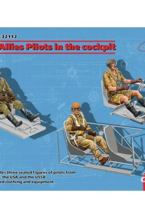 Gecertificeerd WWII Bondgenoten Piloten in de cockpit (Brits, Amerikaans, Sovjet) (100% nieuwe mallen)