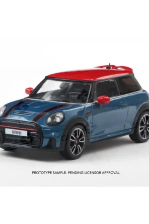 Mini cooper john cooper works island blue metallic 2023 1/43 Miniatuur Koopje