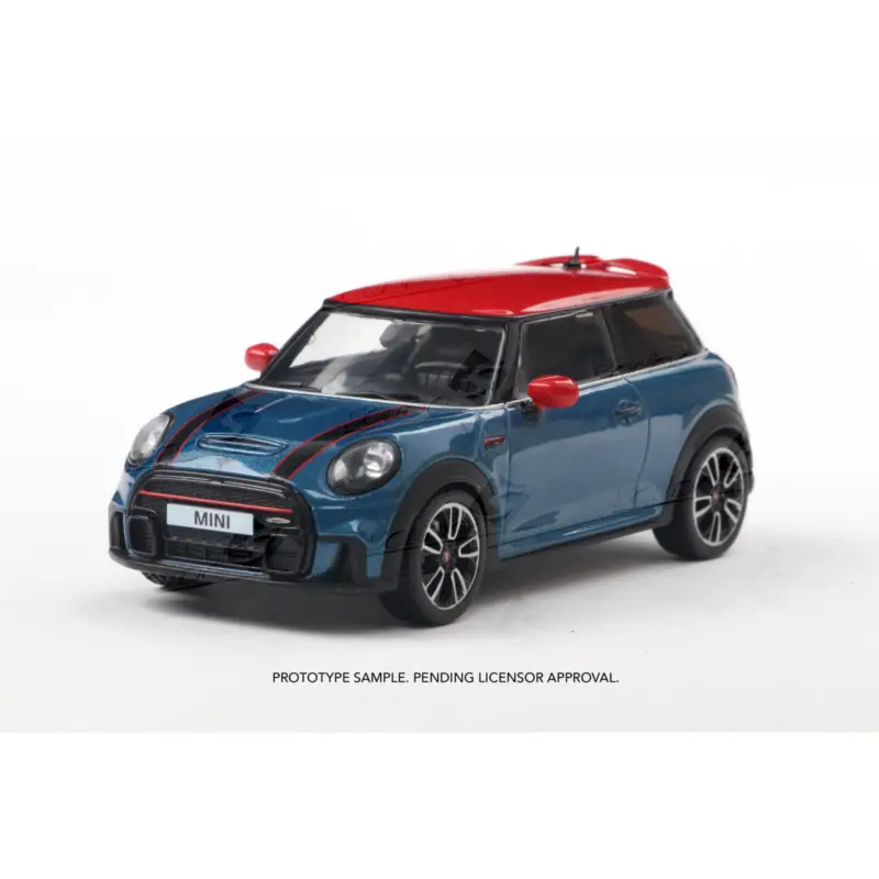 Mini cooper john cooper works island blue metallic 2023 1/43 Miniatuur Koopje