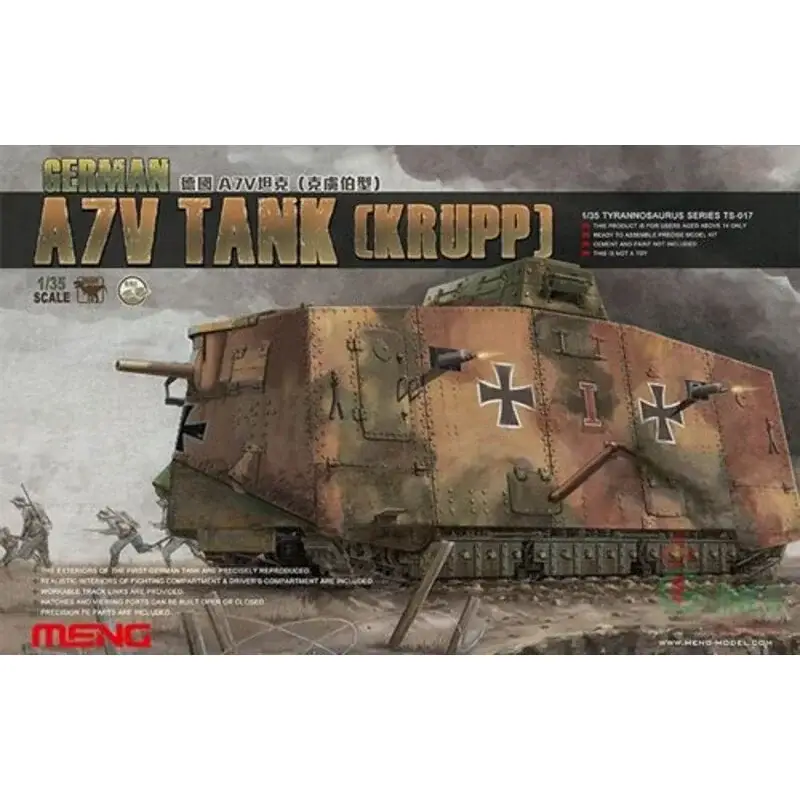 Nieuw Duitse A7V Tank (Krupp) Schaalmodel