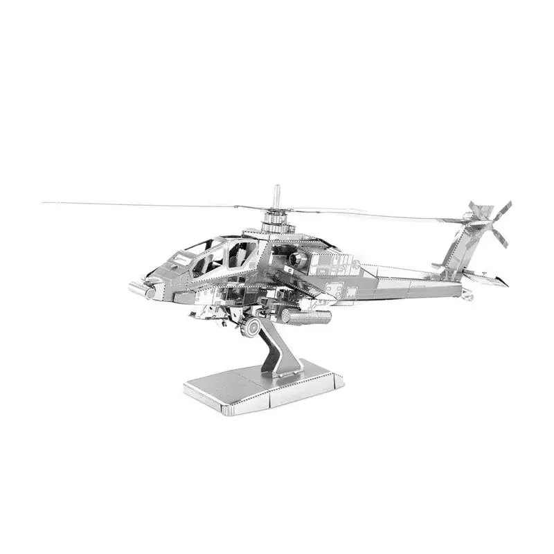 Nu Kopen MetalEarth Aviation: AH-64 APACHE 12.2x12.2x5.5cm, metalen 3D-model met 2 vellen, op kaart 12x17cm, 14+