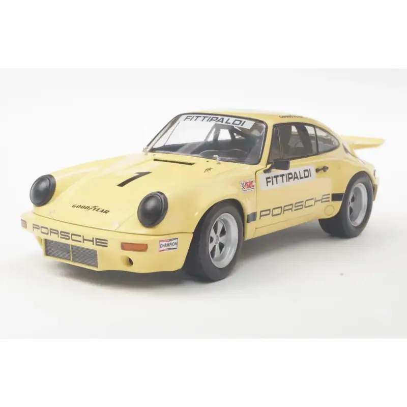 Hete Deal 1:18 porsche 911 iroc yellow 1 fittipaldi 1974 Miniatuur