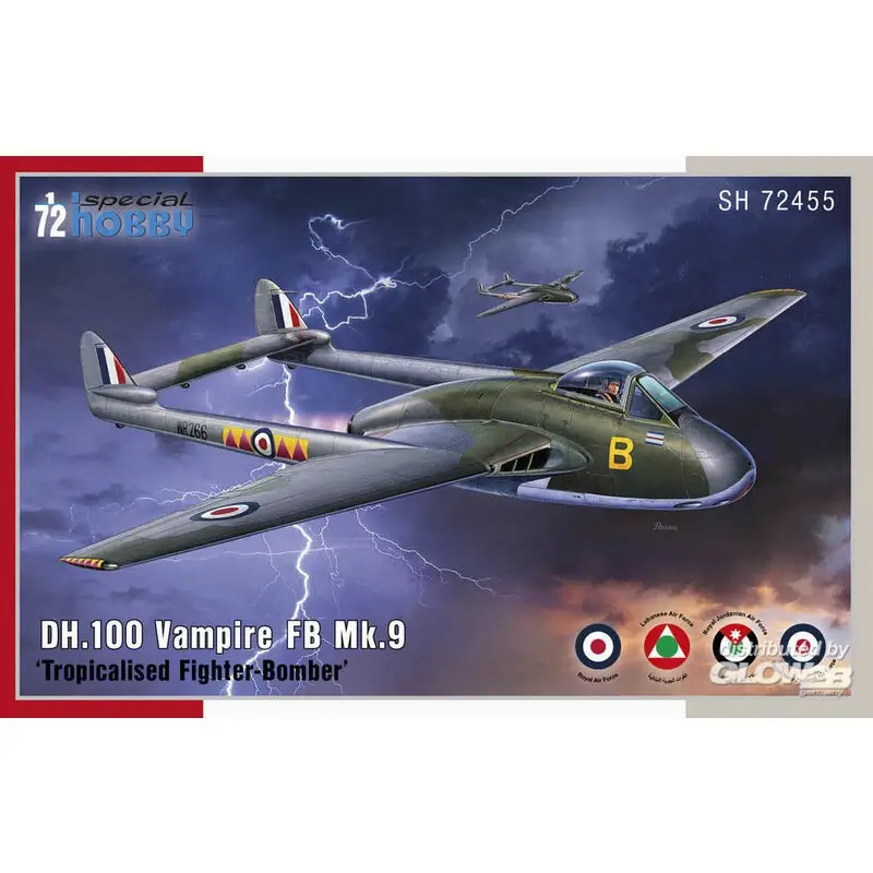 DH.100 Vampire FB.Mk.9 Tropicalized jachtbommenwerper Schaalmodel Snelle Levering