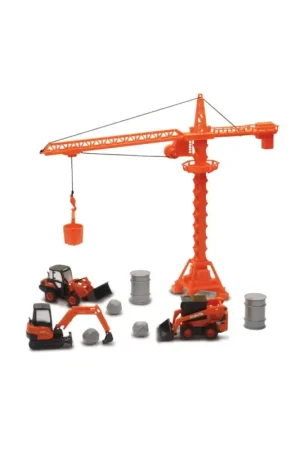 [HC] - Kubota Die Cast Set: 3 Construction Machines + Crane + Access. Miniatuur Op = Op