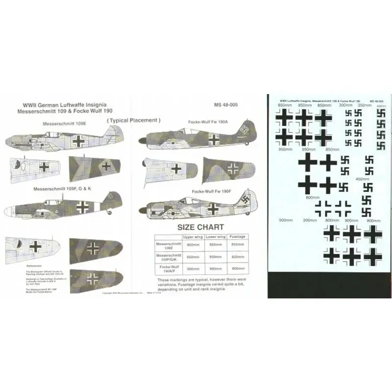 Merkproduct Sticker WWII Luftwaffe National Insignia for Messerschmitt Bf 109 and Focke Wulf Fw 190