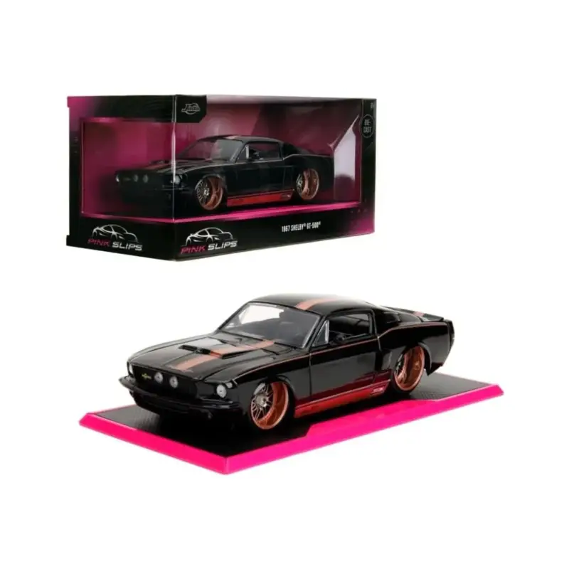 Veilige Betaling 1:24 shelby gt500 glossy black pink slips 1967 Miniatuur