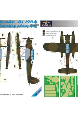 Arado Ar-196A-1 camouflagepatroon verfmasker (ontworpen voor gebruik met Italeri en Tamiya kits) Nieuw