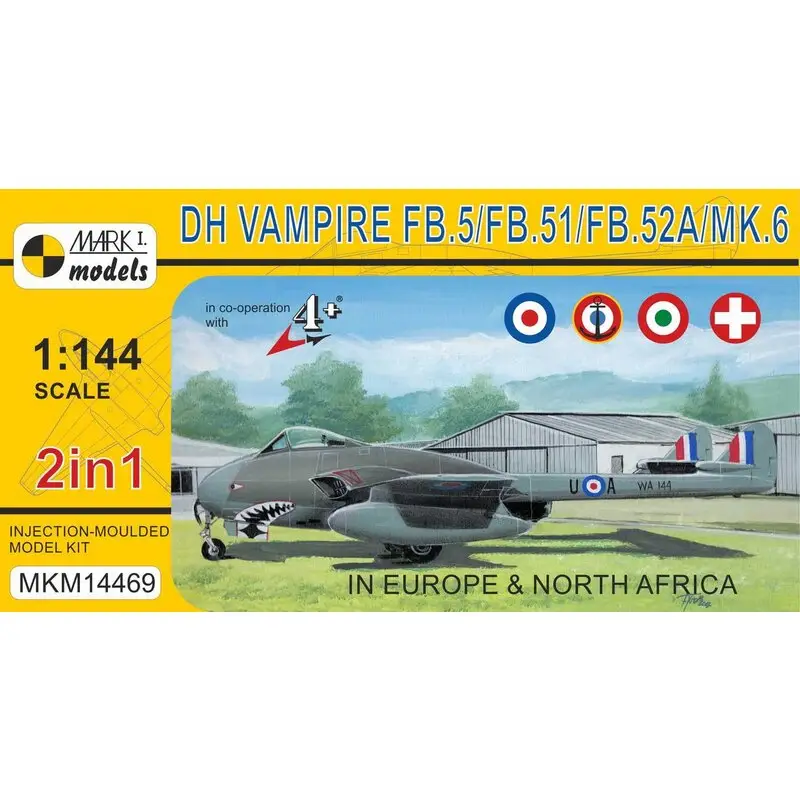 De Havilland Vampier FB.5 / FB.51 / FB.52A / Mk.6 In Europa en Noord-Afrika (2in1 2 kits in 1 doos) (RAF, Franse Marine, Itali Bestel Nu