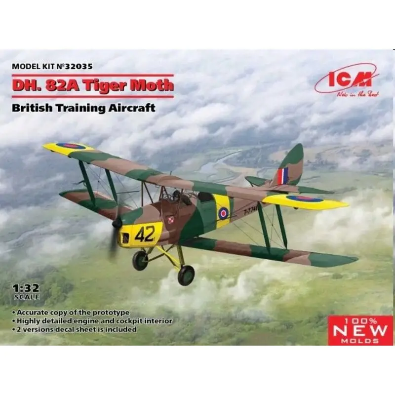 D.H. 82A Tiger Moth, British Training Aircraft Schaalmodel Laatste Versie