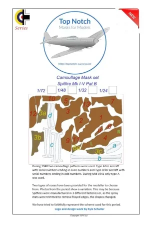 Favoriet Supermarine Spitfire Mk.I om Mk.V Pattern B patroon van de camouflage verf Mask Accessoire