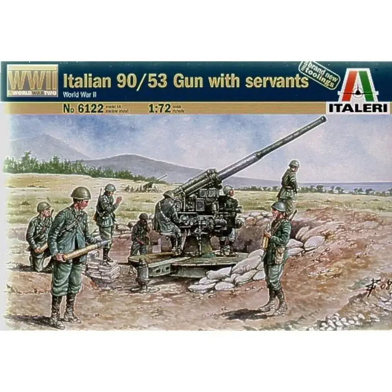 WWII Italian 90/53 Gun with Crew Schaalmodel Rechtstreeks Van De Fabrikant