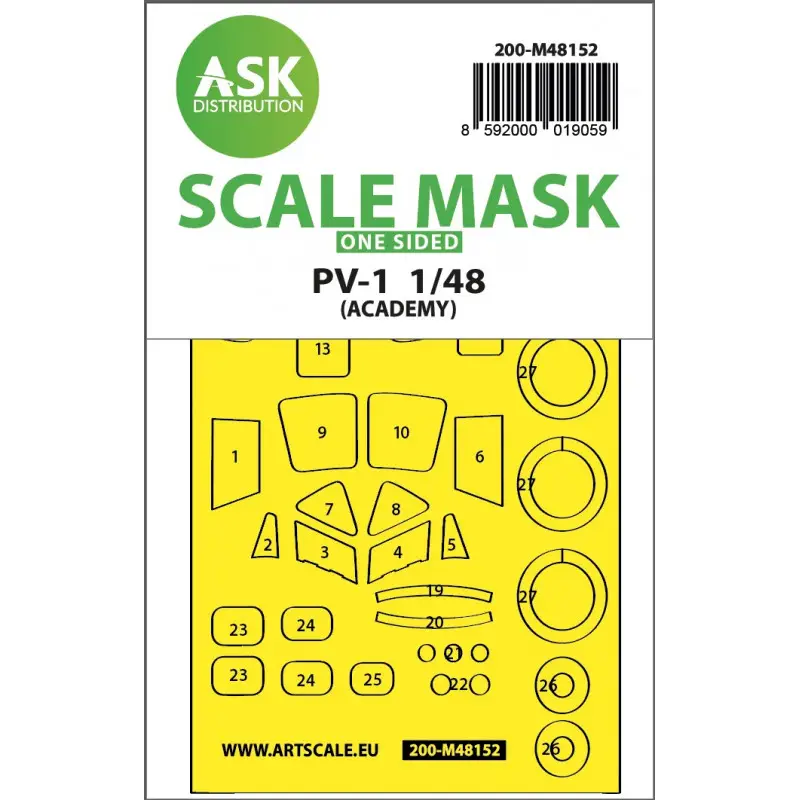 Lockheed PV-1 Ventura one-sided express fit mask for Academy Accessoire Premium