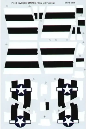 Sticker North American P-51D Mustang full black and white D-Day invasion stripes Decal Betaalbaar