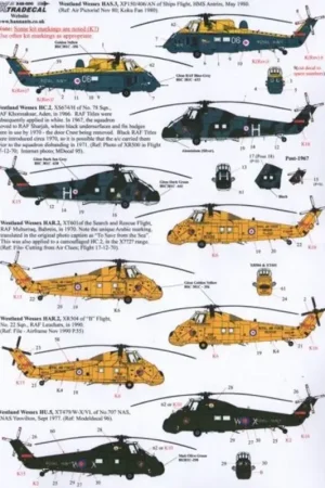 Betrouwbaar Sticker Westland Wessex (9) Wessex HC.2 XS674/H 78 Sqn RAF Khormaksar, Aden 1966; XV726/J 'Jennifer' 72 Sqn RAF Odiham 2002; HAR