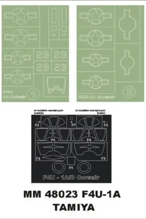 Vought F4U-1A Corsair 2 canopy masks (exterior and interior) + 1 insignia masks (designed to Be Farming with Tamiya kits) Seizoensaanbieding