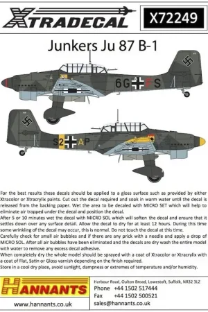 Weekendaanbieding Sticker Junkers Ju 87B-1 'Stuka' (13) A5 + DH 1 / St.G 1 Polen september 1939, pre War grootte nationale insignia