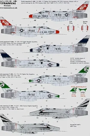 Sticker North American F-100C Super Sabre (6) 54-1800 333rd FDS/4th FDW Seymour-Johnson AFB 1958 special Gunnery Meet markings 5 Tijdelijk Beschikbaar