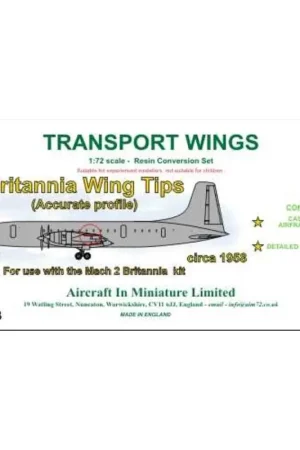 Bristol Britannia vleugeltips (nauwkeuriger profiel) (ontworpen om te worden gebruikt met Mach 2 Bristol Britannia-sets - BOAC-, Superprijs