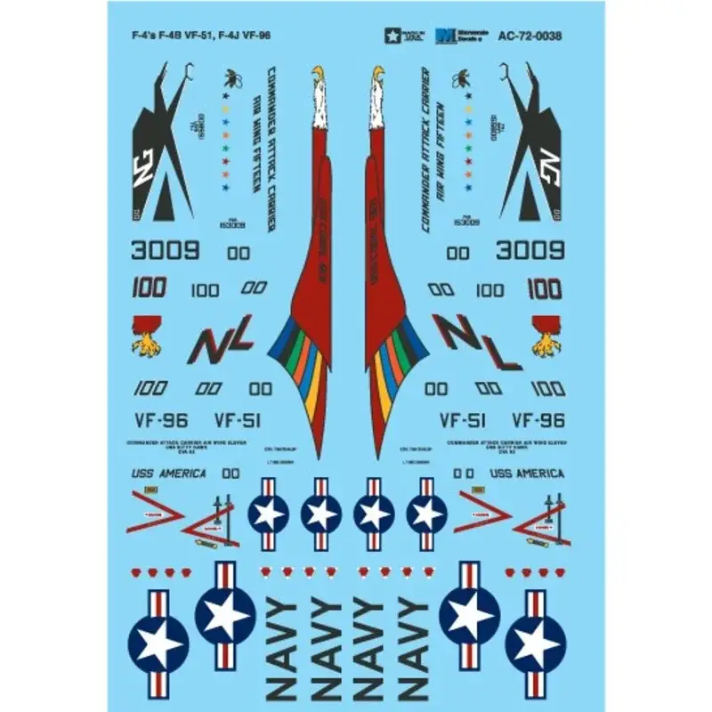 Rechtstreeks Van De Fabrikant Sticker McDonnell F-4 Phantoms II's: F-4B, VF-51, F-4J and VF-96 - Decal