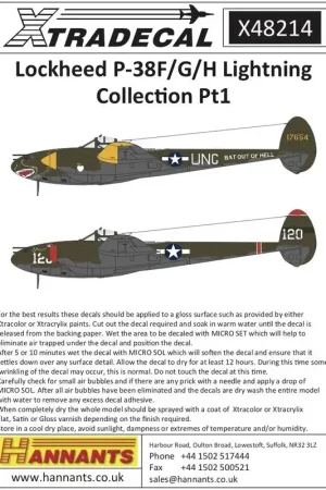 Express Levering Sticker Lockheed P-38F / G / H LightningCollection Pt.1 (8) P-38F 41-7546 'HVE' 'Daisy Mae / Rum Head' gevlogen door Lt. Joel A.
