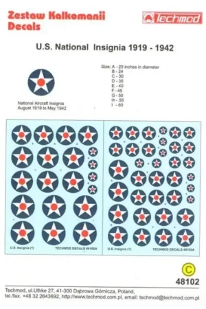 Sticker U.S.National Insignia 1919-1942 Decal Uitverkoop