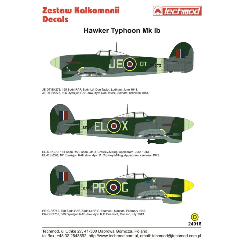 Dagaanbieding Sticker Hawker Typhoon Mk.Ib Decal