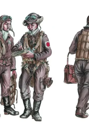 Direct Beschikbaar Japanese Army AF Bomber Crew Members, WWII (3 fig.) A set of three aircrew members for any Japanese WW2 bomber model. The airmen
