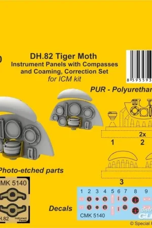 Korting DH.82 Tiger Moth Instrument P. met Kompassen en Coaming, Correctie S. Accessoire