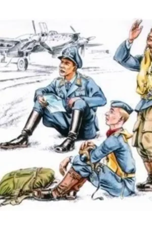 German Pilots at rest WWII x 3 Figuren Bestel Nu
