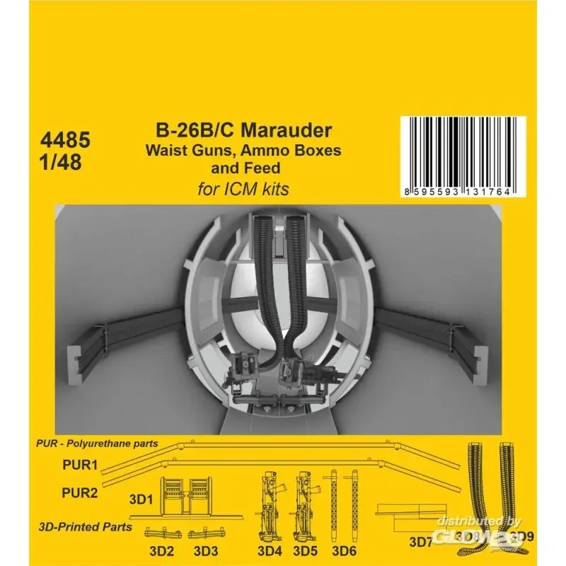 Betaalbaar B-26B/C Marauder Waist Guns, Ammo Boxes and Feed / for ICM kit