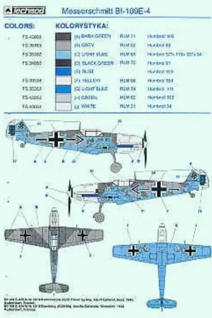 Gecertificeerd Sticker Messerschmitt Bf 109E-4 (5) G26 CO Adolf Galland 1940 Stab.III/JG1 Maj Reinhard Heydrich 1941 Yellow 1 9/JG26 Oblt Schop