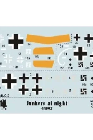 Koop Vandaag Sticker Junkers at Night (3) Junkers Ju 87G-2 10(Pz)/SG2 Yellow nose band and rudder 1945 Junkers Ju 87D NSGr.4 Milovice Czech 1