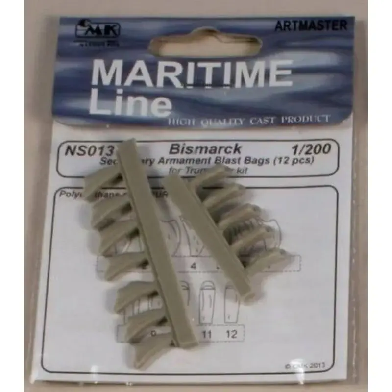 1941 Bismark Bismarck Secondary Armament Blast Bags ( 12 pcs) Highly detailed resin cast blast bags (12 pcs) for secondary 150 m Betaalbaar