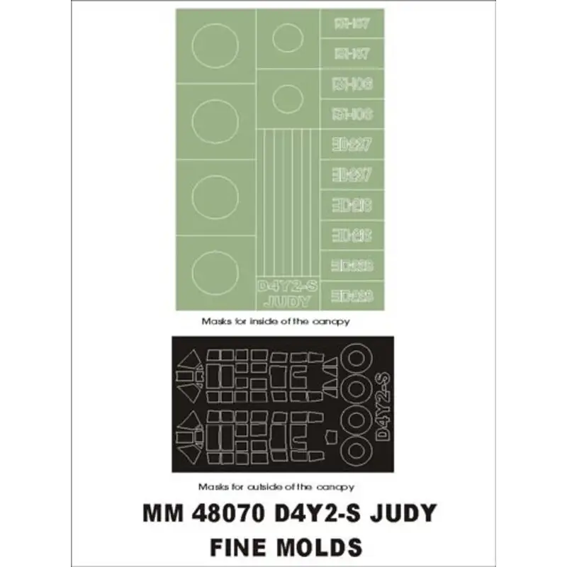 Goedkoop Yokosuka D4Y2 Judy S-2 canopy masks (exterior and interior) + 1 insignia masks (designed with Farming To Be Fine Molds kits)
