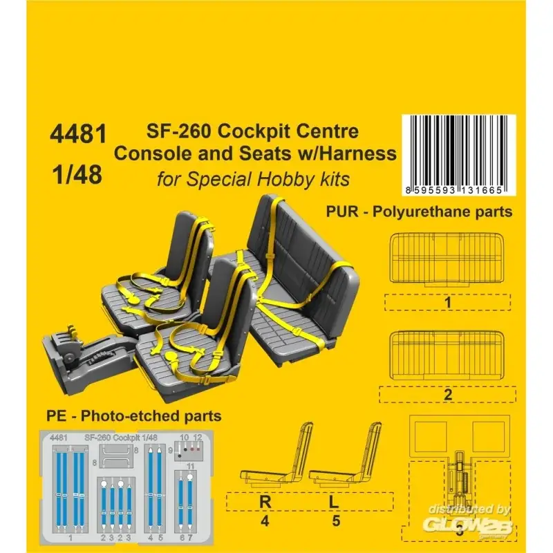Goedkoop SF-260 Cockpit Center Console and Seats w/Harness / for SH kits