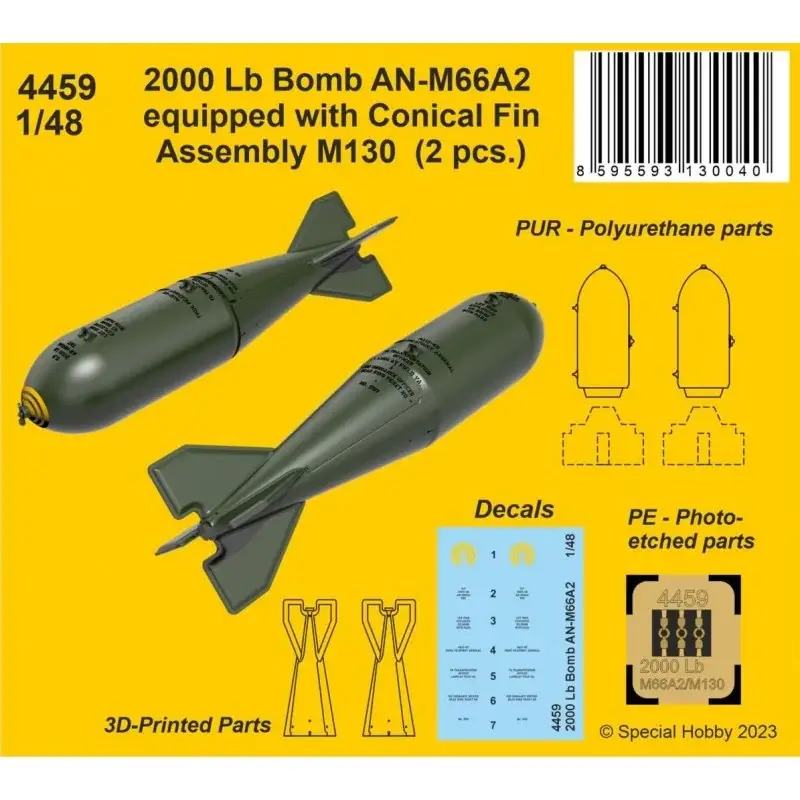 2000 Lb Bomb AN-M66A2 equipped with Conical Fin Assembly M130 (2 pcs.) Accessoire Bestseller