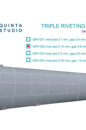 Triple riveting rows (rivet size 0.15 mm, gap 0.6 mm, suits 1/48 scale), White color, total length 4.4 m/14 ft Korting