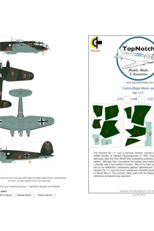 Fabrieksprijs Heinkel He-111 camouflagepatroon verfmasker Accessoire