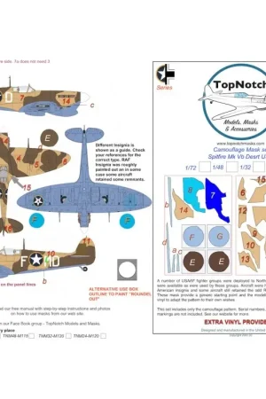 Weekendaanbieding Supermarine Spitfire Mk.Vb Desert USA camouflagepatroon verfmaskers Accessoire