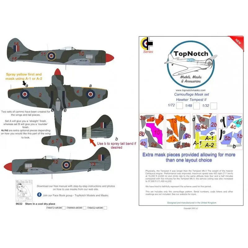 Aanbieding Hawker Tempest Mk.II camouflagepatroon verfmasker Eduard, Special Hobby Accessoire