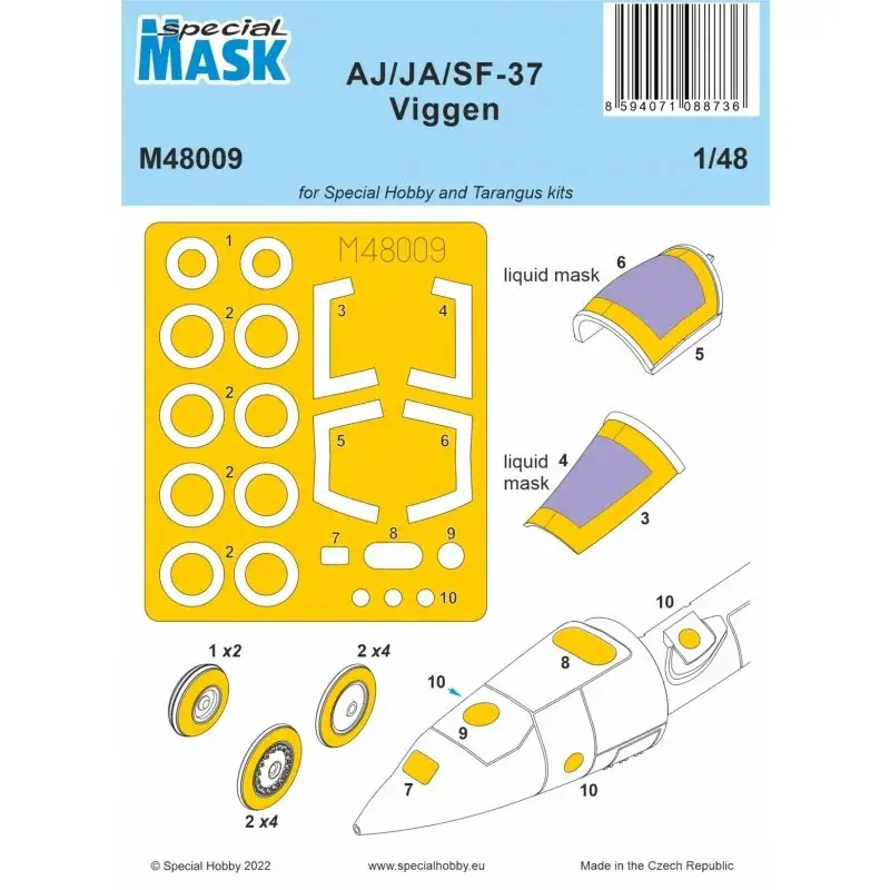 Voordeelprijs Saab AJ/SF/JA-37 Viggen MASK Voorgesneden spuitmaskers Accessoire