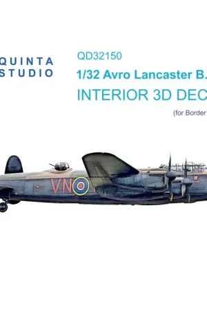 Avro Lancaster B Mk.I/III 3D-geprint & gekleurd interieur op stickerpapier (Border Model) Premium