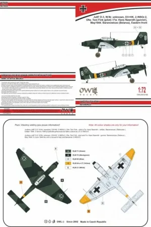 Voordeelprijs Sticker Junkers Ju-87D-3 D3 + HK 2./NSG 2 (T.Fink, H.Nawrorth) Decal