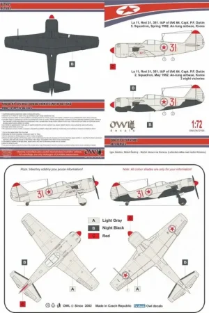 Tijdelijk Beschikbaar Sticker Lavochkin La-11 Koreaanse nachtjager 351. IAP, rood 31, (PF Dušin) Decal