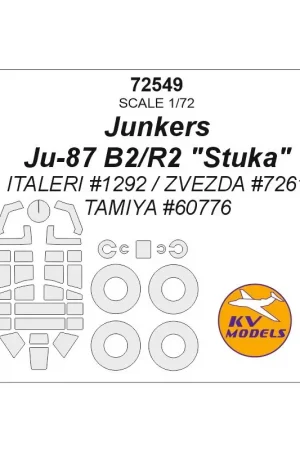 Junkers Ju-87 B2/R2 'Stuka' + wielen maskers (ontworpen voor gebruik met Italeri kits) IT1292 en Zvezda kits) ZVE7261 en Tamiya Uitverkoop