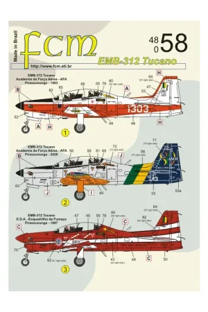 Beperkte Voorraad Sticker Embraer EMB-312 Tucano (Brazilië - 3 versies) Decal
