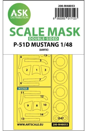 Noord-Amerikaanse P-51D Mustang-wielen en verfmaskers voor luifelframe (binnen en buiten) (ontworpen voor gebruik met Airfix-kit Populair