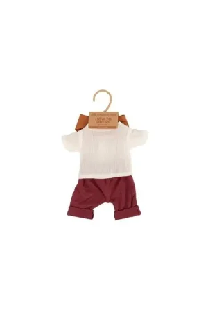 ML Dolls: KLEDINGSSET bordeaux/wit voor jongen 32cm Poppe Veilige Betaling