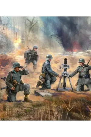 Goedkoop WWII Duitse mortier GrW 34 met bemanning (mortel en 4 figuren) (100% nieuwe mallen) NIEUW - IV kwartaal